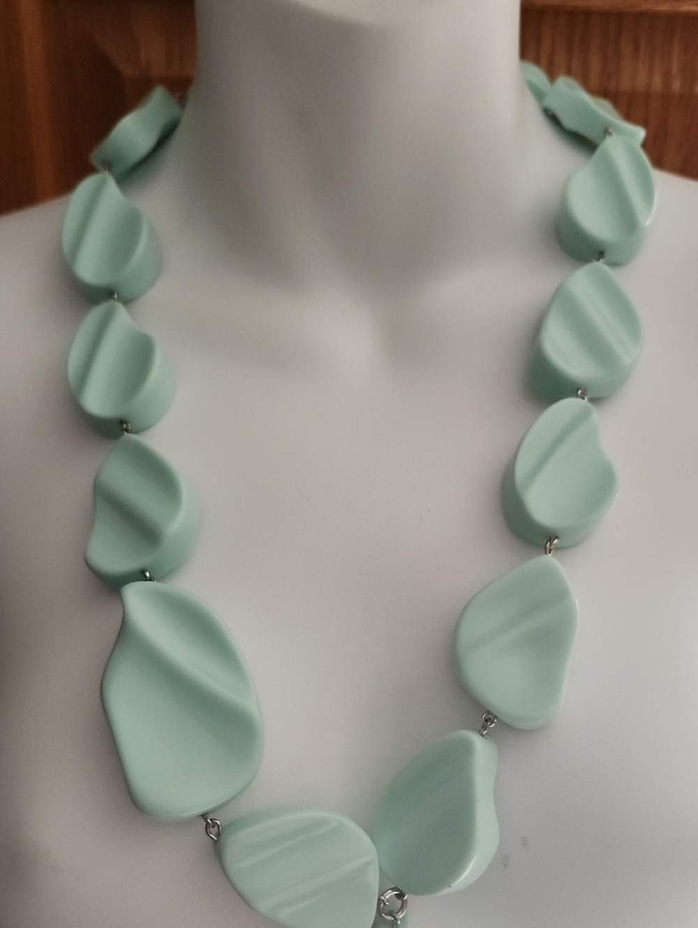 Julia Wright Mint Green Sculpted Resin Necklace